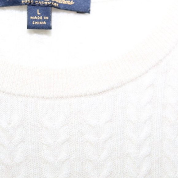 Brooks Brothers Cashmere Cable Knit Sweater Cream Long Sleeve Size Large H13210 - Picture 4 of 12